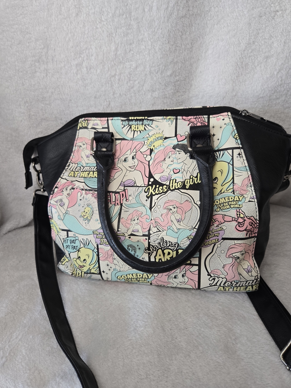 Loungefly The Little Mermaid Comic Satchel - Pink, Black, Cream, Blue